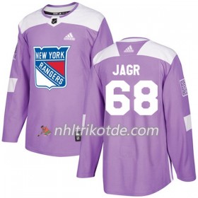 New York Rangers Trikot Jaromir Jagr 68 Adidas 2017-2018 Lila Fights Cancer Practice Authentic - Herren